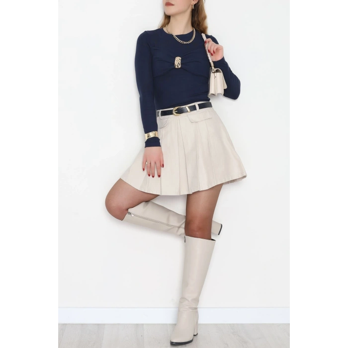 Buzzy Kumaş Toka Detaylı Bluz Lacivert - 1000.2119.