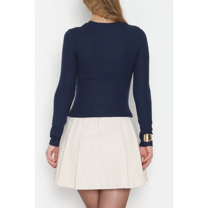 Buzzy Kumaş Toka Detaylı Bluz Lacivert - 1000.2119.