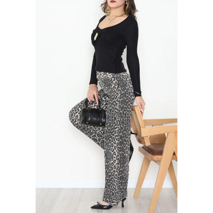 Buzzy Kumaş V Yaka Tokalı Bluz Siyah - 1074.2119.