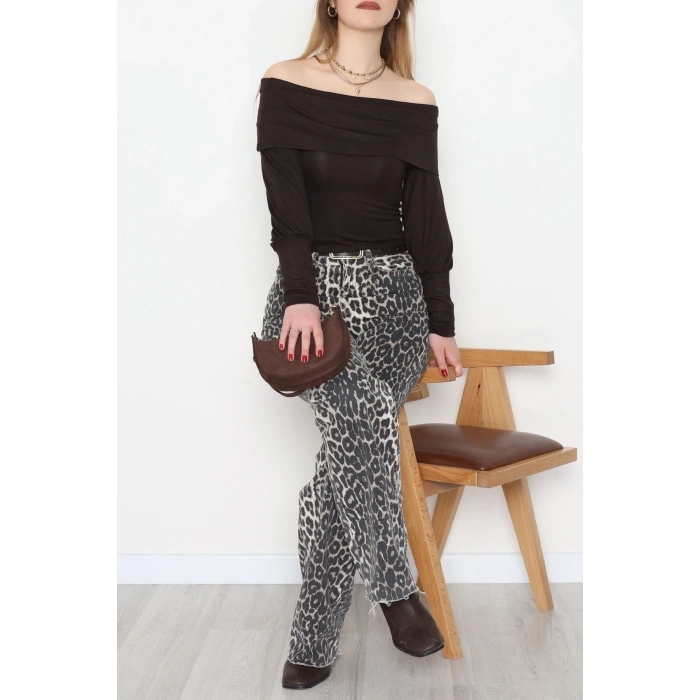 Buzzy Madonna Yaka Bluz Kahve - 1003.2119.