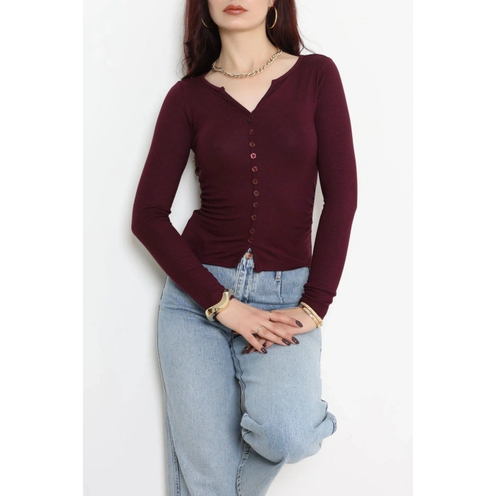 Buzzy Ribana Önden Düğmeli Body Mürdüm - 55095.1567.