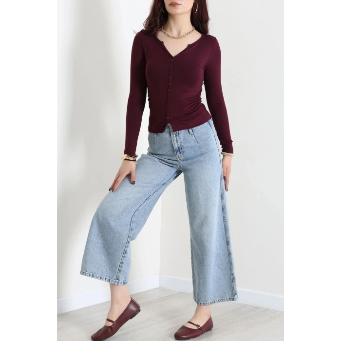Buzzy Ribana Önden Düğmeli Body Mürdüm - 55095.1567.