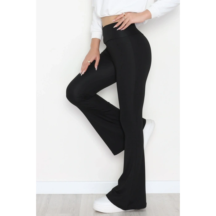 Çapraz Kemer Dalgıç Kumaş Tayt Siyah - 52084.1098.