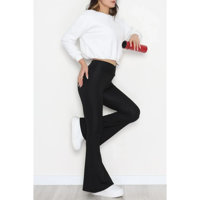 Çapraz Kemer Dalgıç Kumaş Tayt Siyah - 52084.1098.