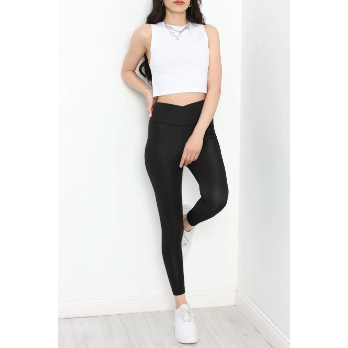 Çapraz Kemer Detaylı Dalgıç Tayt Siyah - 40144.1005.