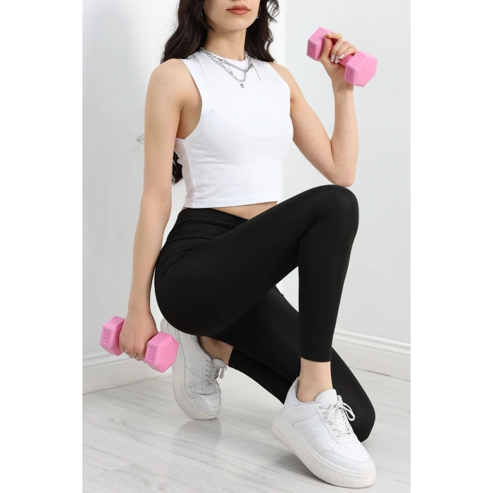 Çapraz Kemer Detaylı Dalgıç Tayt Siyah - 40144.1005.