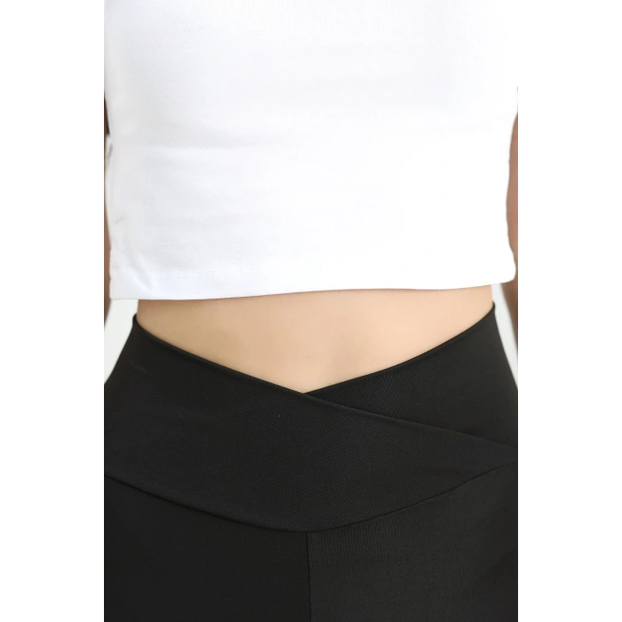 Çapraz Kemer Detaylı Dalgıç Tayt Siyah - 40144.1005.