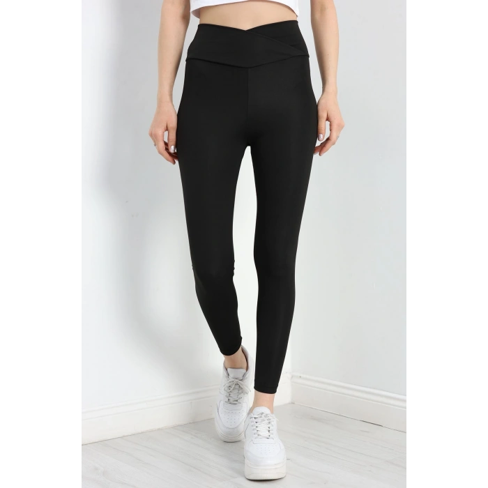 Çapraz Kemer Detaylı Dalgıç Tayt Siyah - 40144.1005.