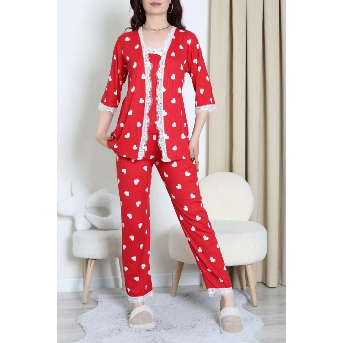 Cares 3Lü Pijama Takımı Kırmızıkalp - 162.1287.