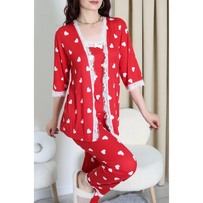 Cares 3Lü Pijama Takımı Kırmızıkalp - 162.1287.