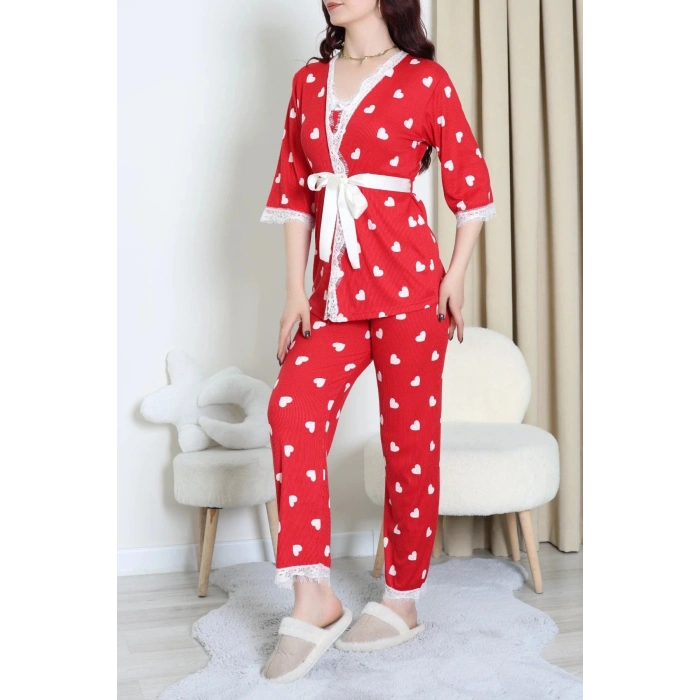 Cares 3Lü Pijama Takımı Kırmızıkalp - 162.1287.