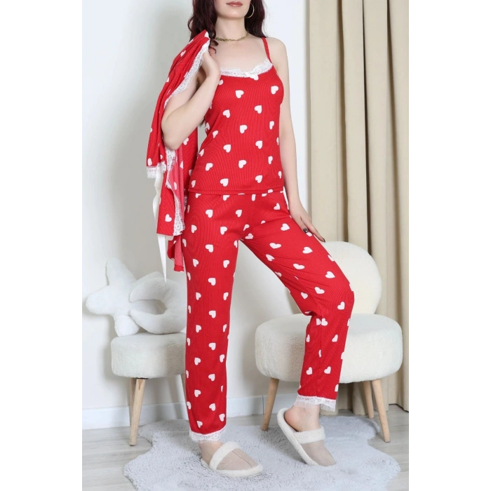 Cares 3Lü Pijama Takımı Kırmızıkalp - 162.1287.