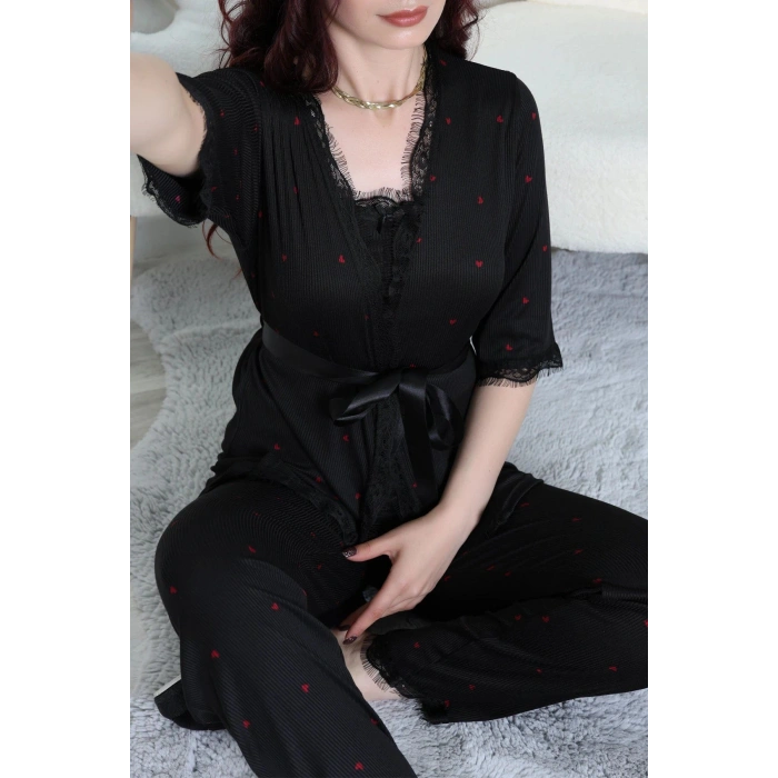 Cares 3Lü Pijama Takımı Siyahkalp - 162.1287.