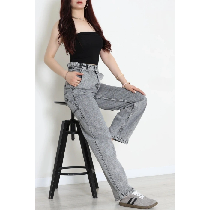 Carpenter Detaylı Baggy Kot Pantolon Gray - 32469.2001.