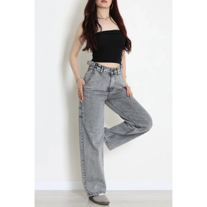 Carpenter Detaylı Baggy Kot Pantolon Gray - 32469.2001.