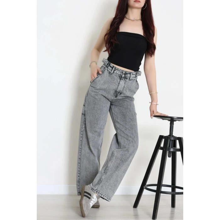 Carpenter Detaylı Baggy Kot Pantolon Gray - 32469.2001.