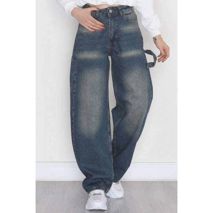 Carpenter Detaylı Baggy Kot Pantolon Tintyıkama - 40087.1184.