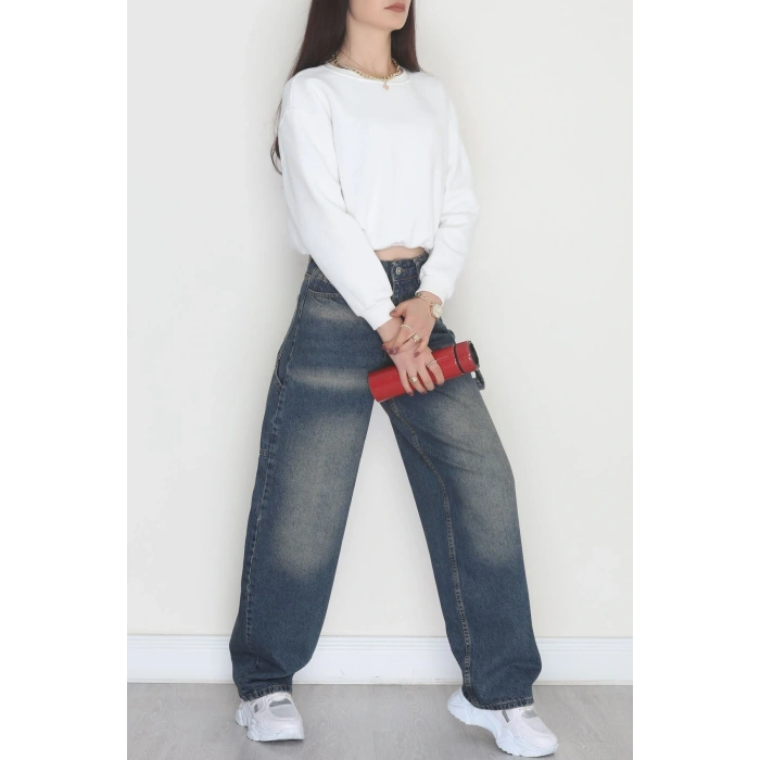 Carpenter Detaylı Baggy Kot Pantolon Tintyıkama - 40087.1184.