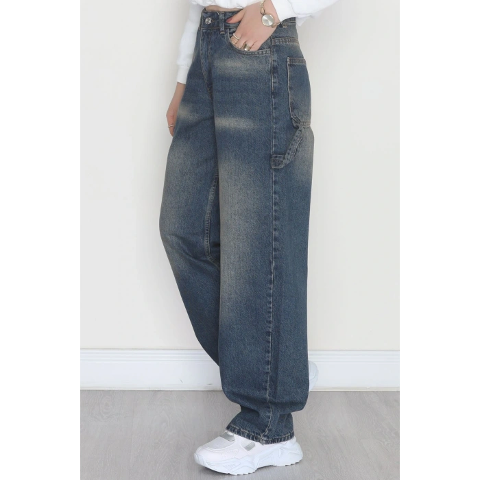 Carpenter Detaylı Baggy Kot Pantolon Tintyıkama - 40087.1184.