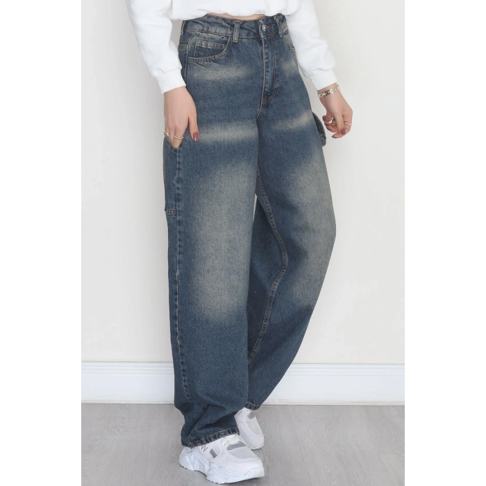 Carpenter Detaylı Baggy Kot Pantolon Tintyıkama - 40087.1184.