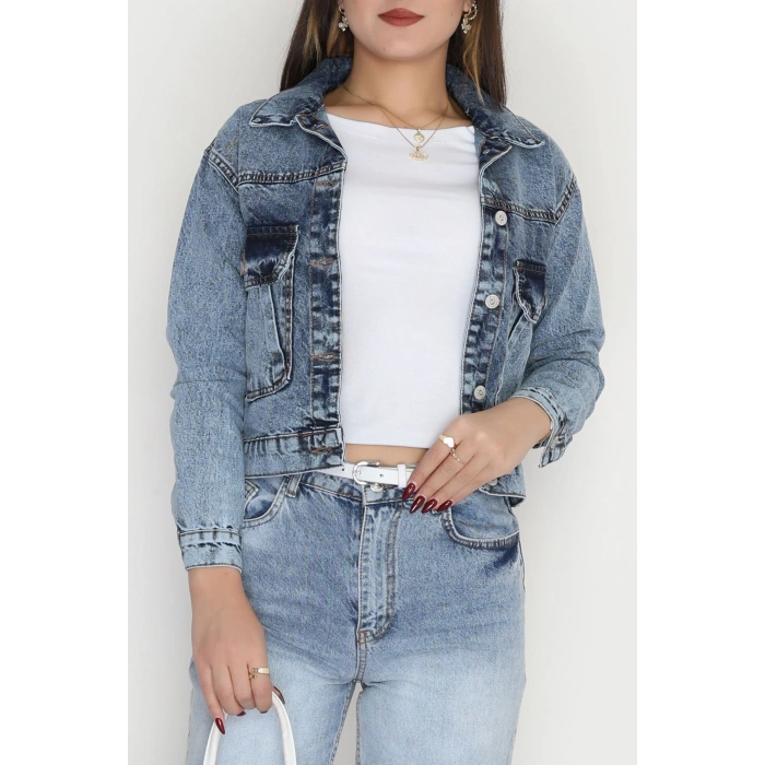 Cep Detay Kot Ceket Açıkmavi - 42680.1836.