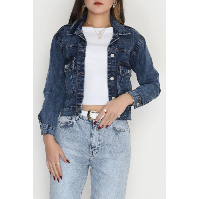 Cep Detay Kot Ceket Mavi - 42680.1836.