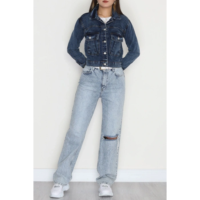 Cep Detay Kot Ceket Mavi - 42680.1836.