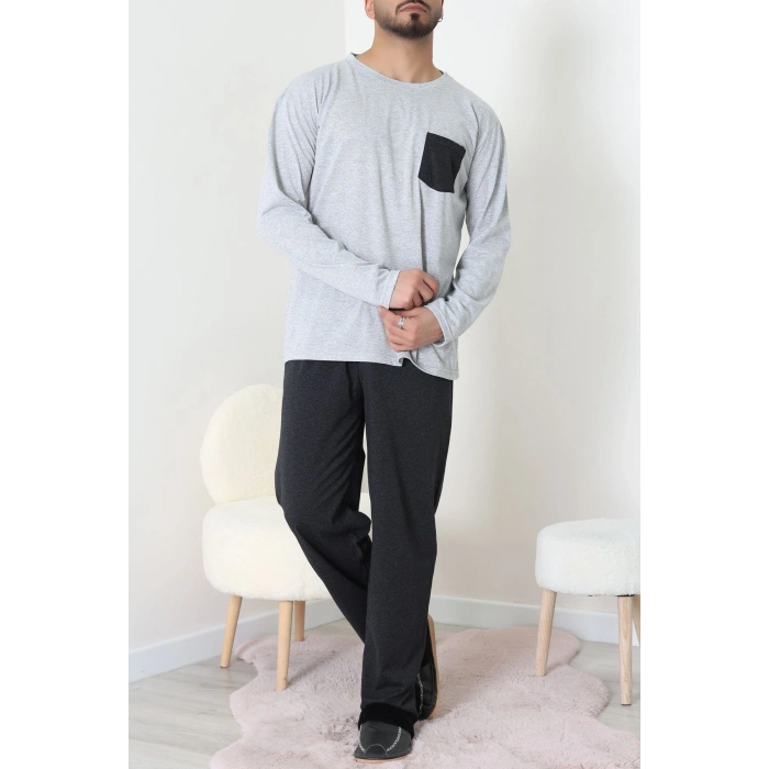 Cep Detay Süprem Erkek Pijama Takımı Gri - 42218.1048.