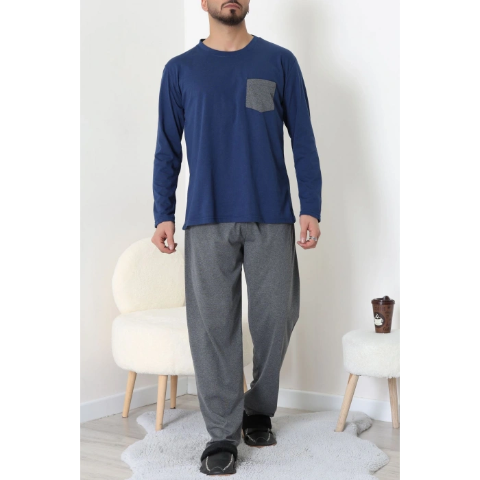 Cep Detay Süprem Erkek Pijama Takımı Lacivert - 42218.1048.