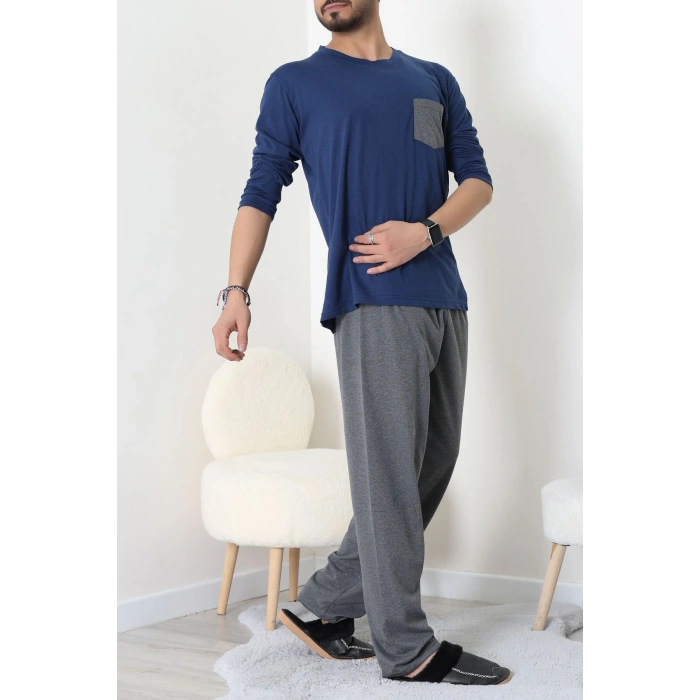 Cep Detay Süprem Erkek Pijama Takımı Lacivert - 42218.1048.
