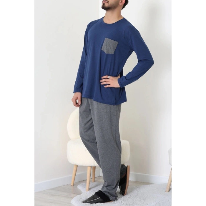 Cep Detay Süprem Erkek Pijama Takımı Lacivert - 42218.1048.