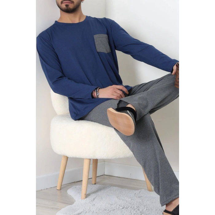 Cep Detay Süprem Erkek Pijama Takımı Lacivert - 42218.1048.