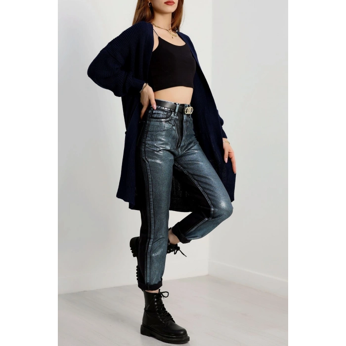 Cep Detaylı Triko Hırka Lacivert - 436.1577.