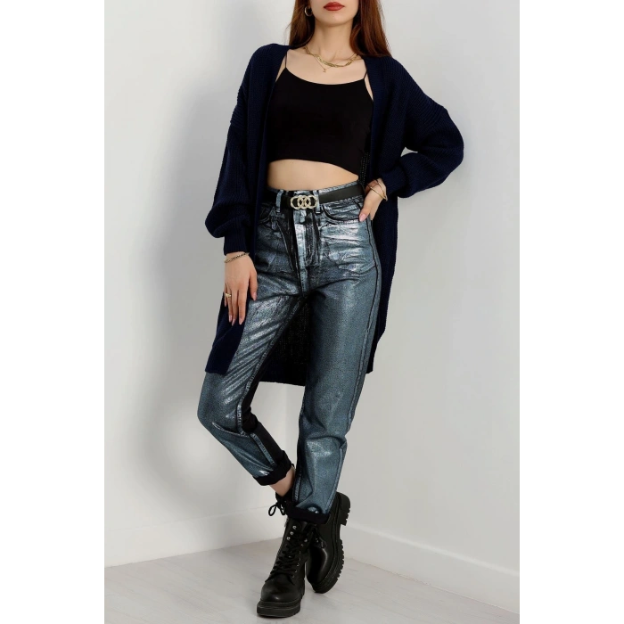 Cep Detaylı Triko Hırka Lacivert - 436.1577.