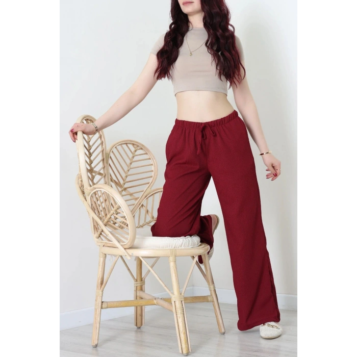 Cepli Bürümcük Lastikli Pantolon Bordo - 55118.599.