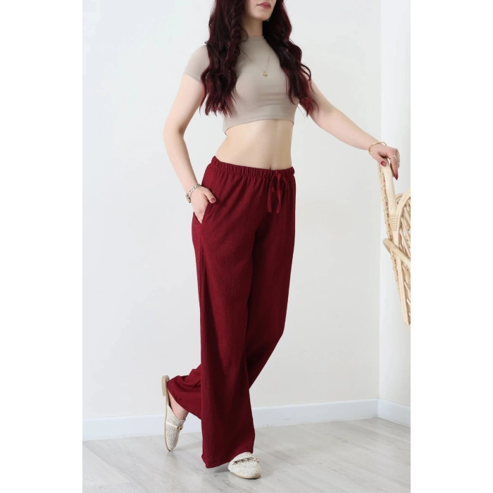 Cepli Bürümcük Lastikli Pantolon Bordo - 55118.599.