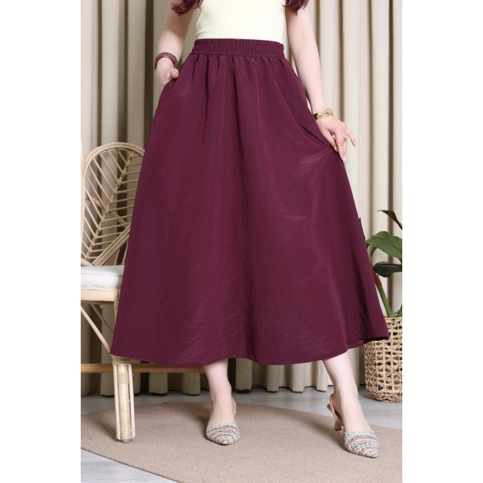 Cepli Dokuma Modal Paraşüt Etek Mürdüm - 71404.1837.