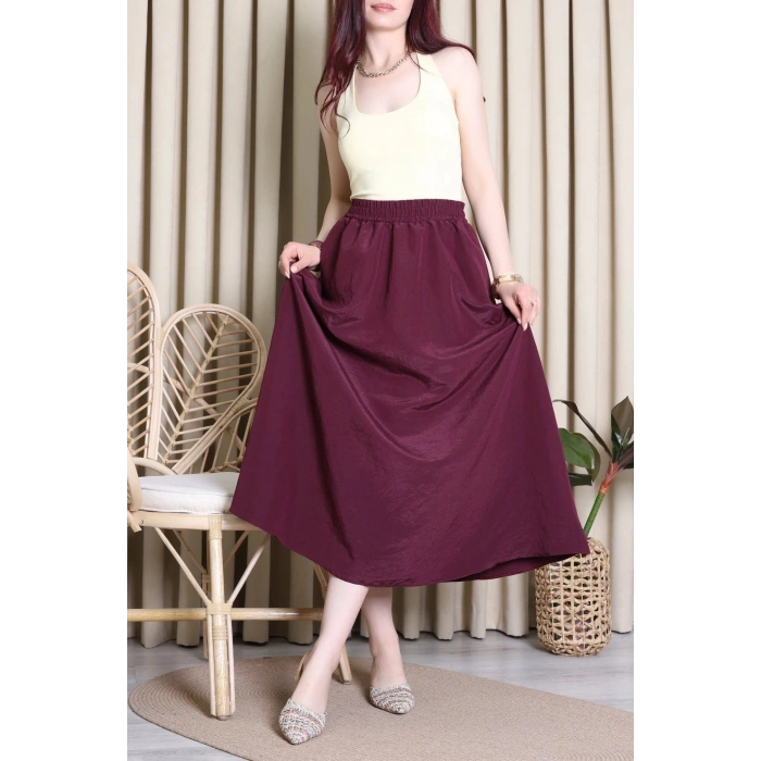 Cepli Dokuma Modal Paraşüt Etek Mürdüm - 71404.1837.