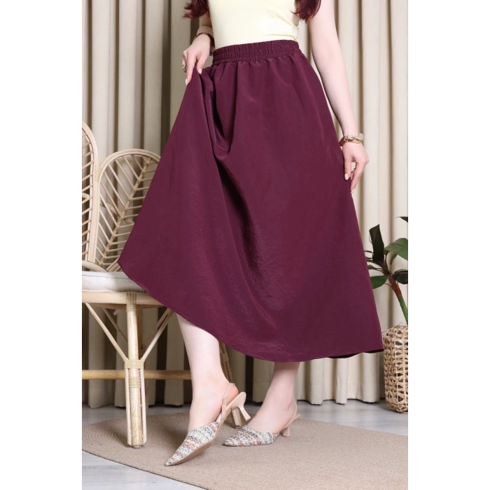 Cepli Dokuma Modal Paraşüt Etek Mürdüm - 71404.1837.