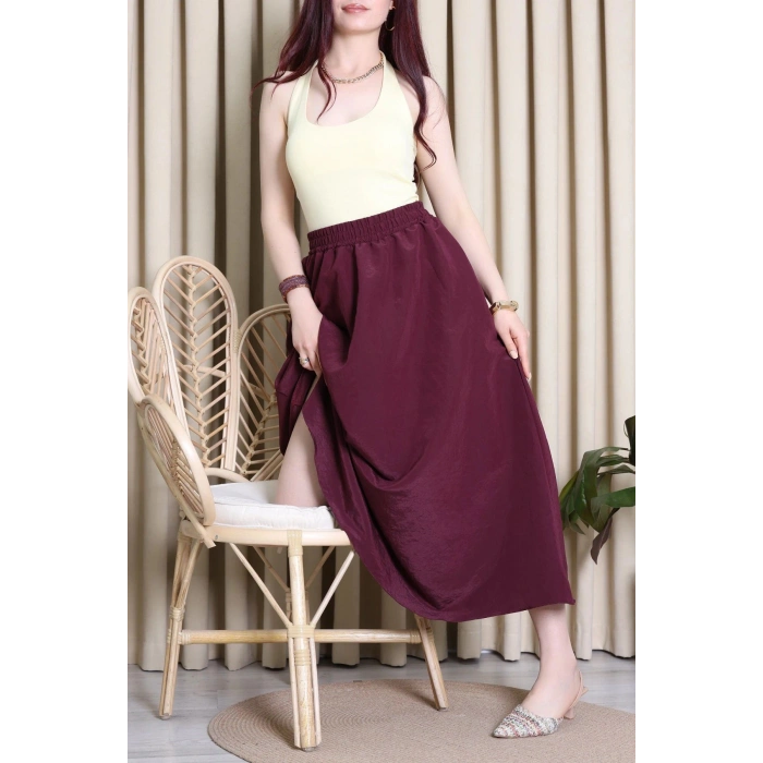 Cepli Dokuma Modal Paraşüt Etek Mürdüm - 71404.1837.