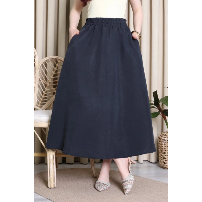 Cepli Dokuma Modal Paraşüt Etek Siyah - 71404.1837.