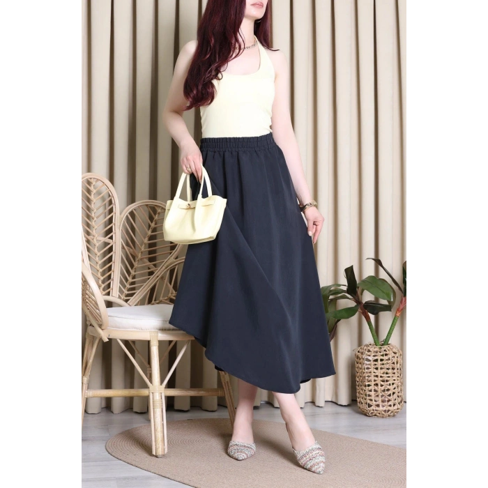 Cepli Dokuma Modal Paraşüt Etek Siyah - 71404.1837.