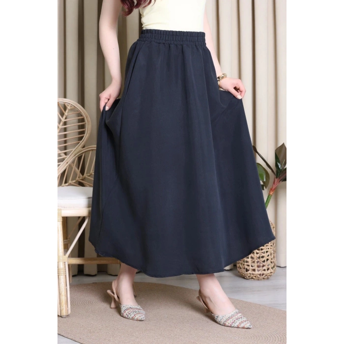 Cepli Dokuma Modal Paraşüt Etek Siyah - 71404.1837.