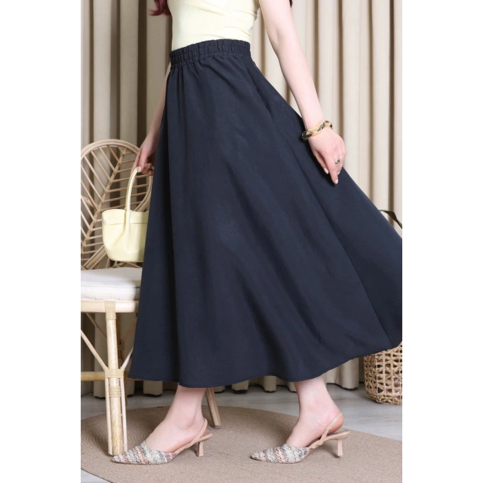 Cepli Dokuma Modal Paraşüt Etek Siyah - 71404.1837.