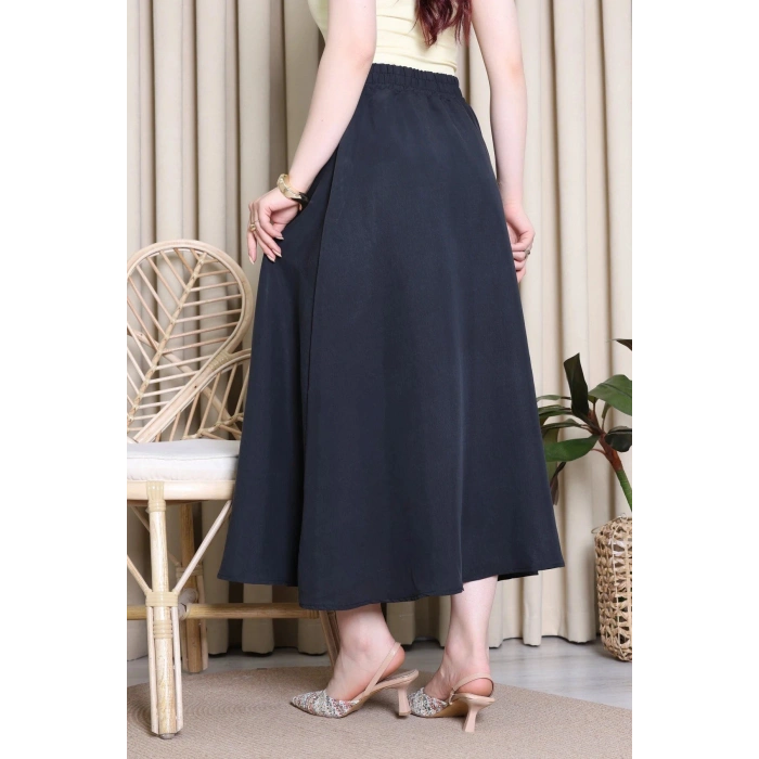 Cepli Dokuma Modal Paraşüt Etek Siyah - 71404.1837.