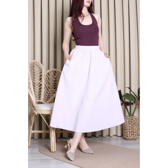 Cepli Dokuma Modal Paraşüt Etek Tozpembe - 71404.1837.