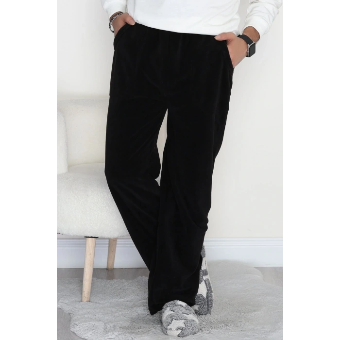 Cepli Polar Erkek Pijama Altı Siyah - 42736.1049.