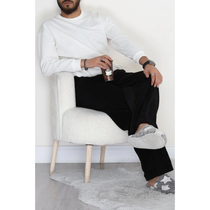 Cepli Polar Erkek Pijama Altı Siyah - 42736.1049.