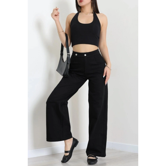 Cepsiz Palazzo Kot Pantolon Siyah - 32769.1184.