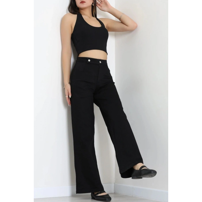 Cepsiz Palazzo Kot Pantolon Siyah - 32769.1184.